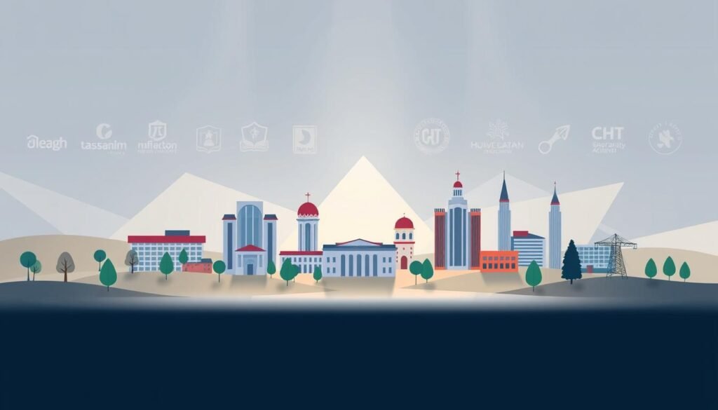 A modern, minimalist illustration depicting a collection of recognized training organizations. In the foreground, a group of contemporary, diverse icons representing various educational institutions, their distinct architectural styles and branding elements clearly visible. In the middle ground, a clean, minimalist landscape with simple geometric shapes and subtle gradients, creating a sense of depth and balance. The background features a soft, muted color palette, with hints of professional accreditation seals or logos, conveying a sense of authority and legitimacy. Lighting is crisp and directional, highlighting the key elements and creating a sense of professionalism and credibility. The overall mood is one of sophistication, authority, and educational excellence. A modern, minimalist illustration depicting a collection of recognized training organizations. In the foreground, a group of contemporary, diverse icons representing various educational institutions, their distinct architectural styles and branding elements clearly visible. In the middle ground, a clean, minimalist landscape with simple geometric shapes and subtle gradients, creating a sense of depth and balance. The background features a soft, muted color palette, with hints of professional accreditation seals or logos, conveying a sense of authority and legitimacy. Lighting is crisp and directional, highlighting the key elements and creating a sense of professionalism and credibility. The overall mood is one of sophistication, authority, and educational excellence.