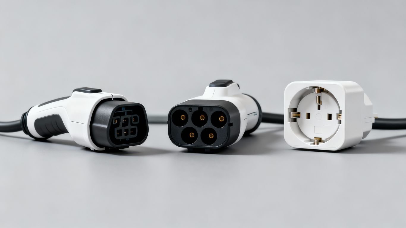 Prises de recharge pour voiture électrique : Type 2, Combo, domestique.