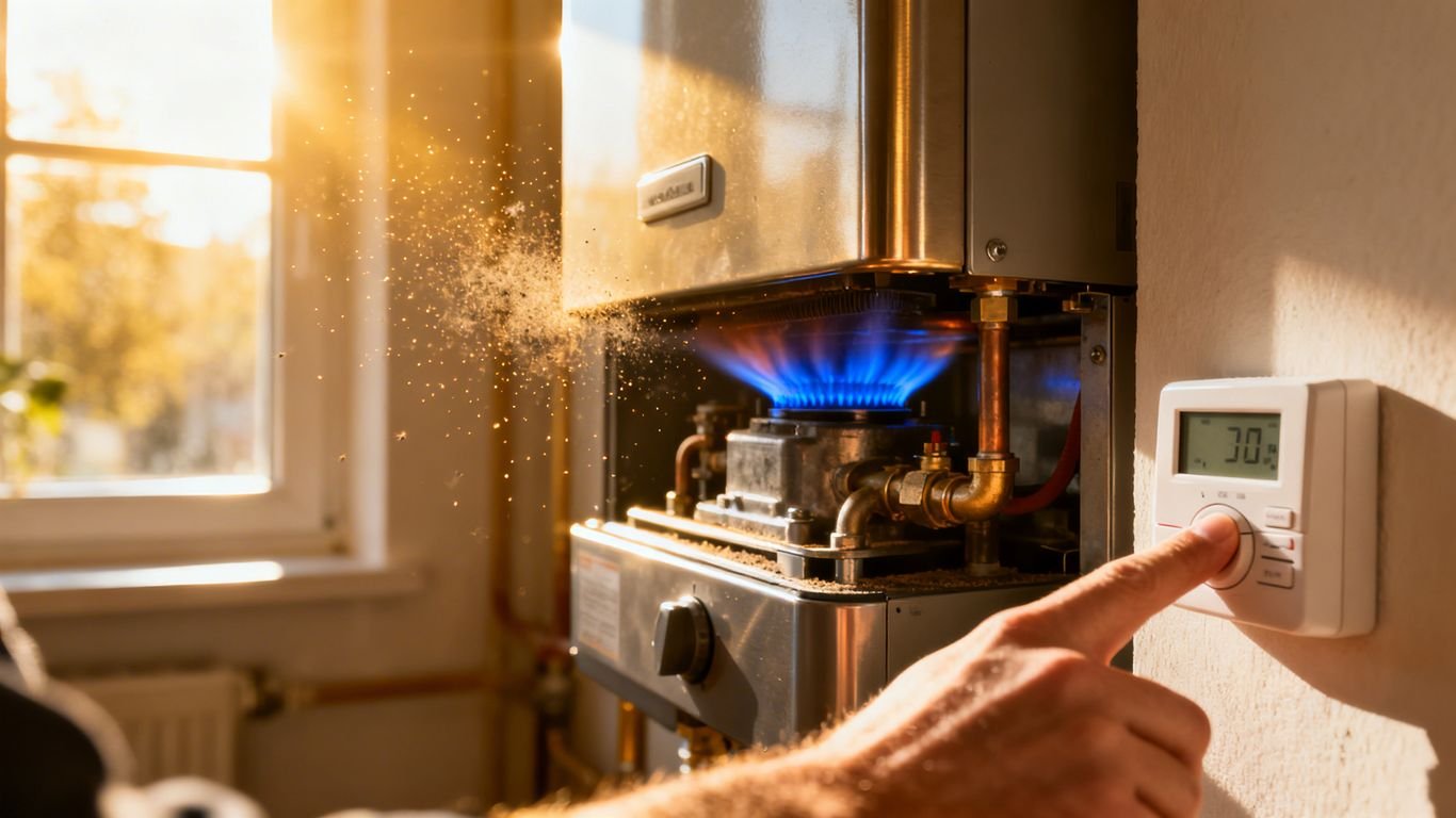 Chaudière à gaz et thermostat pour économiser sur le chauffage.
