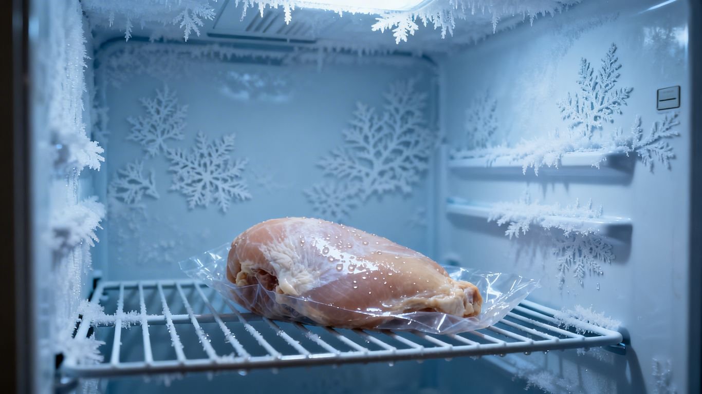 Congélateur ouvert après une coupure de courant.