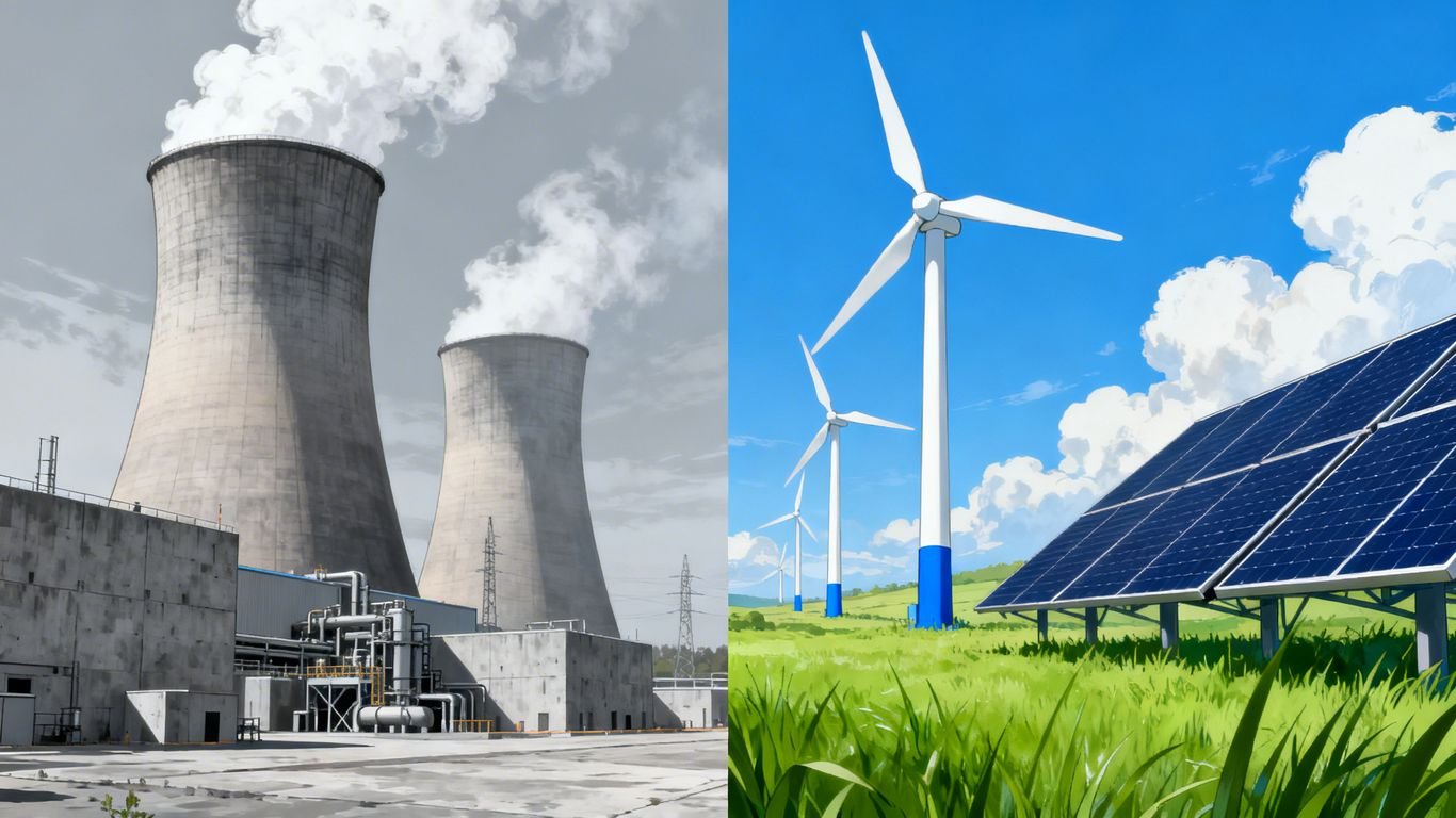 Nucléaire et énergies renouvelables : comparaison visuelle.