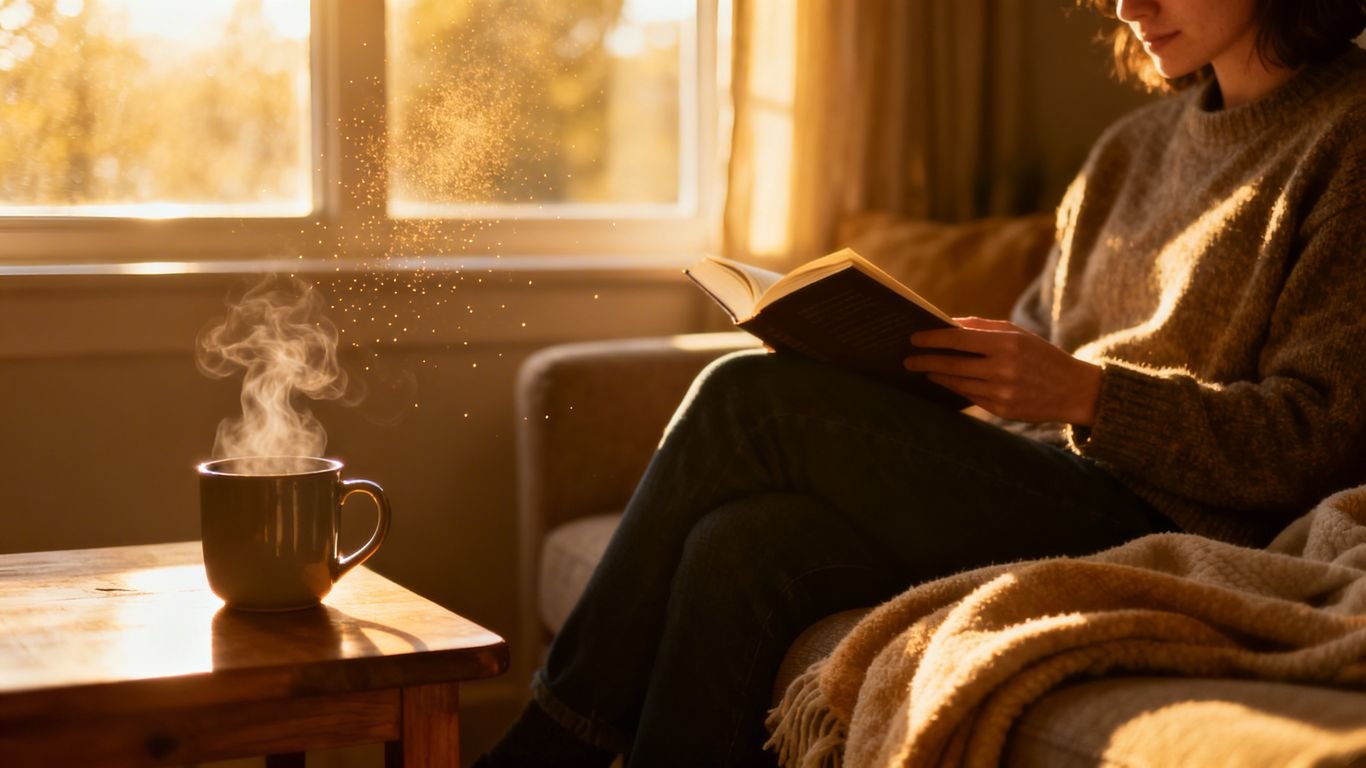 Maison chauffée naturellement sans radiateurs, ambiance chaleureuse.