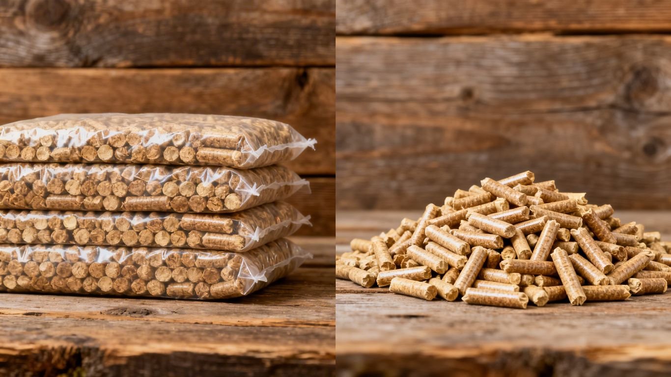 Sacs de granulés de bois contre granulés en vrac.