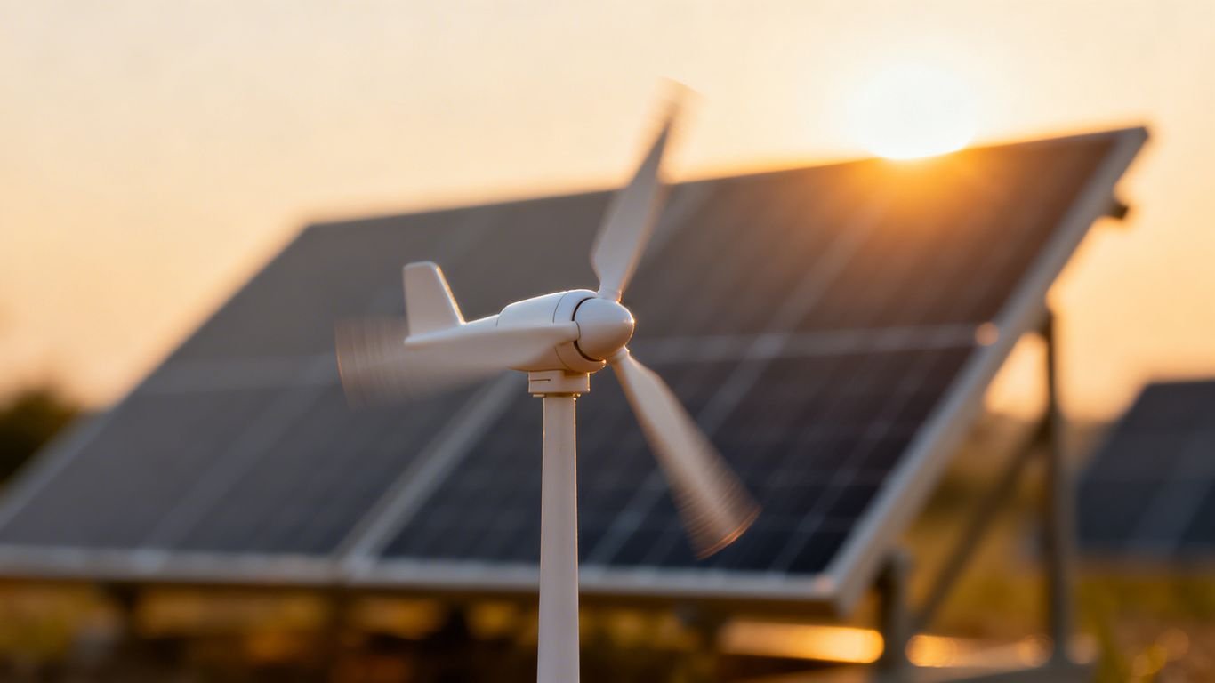 Éolienne et panneau solaire, énergies renouvelables