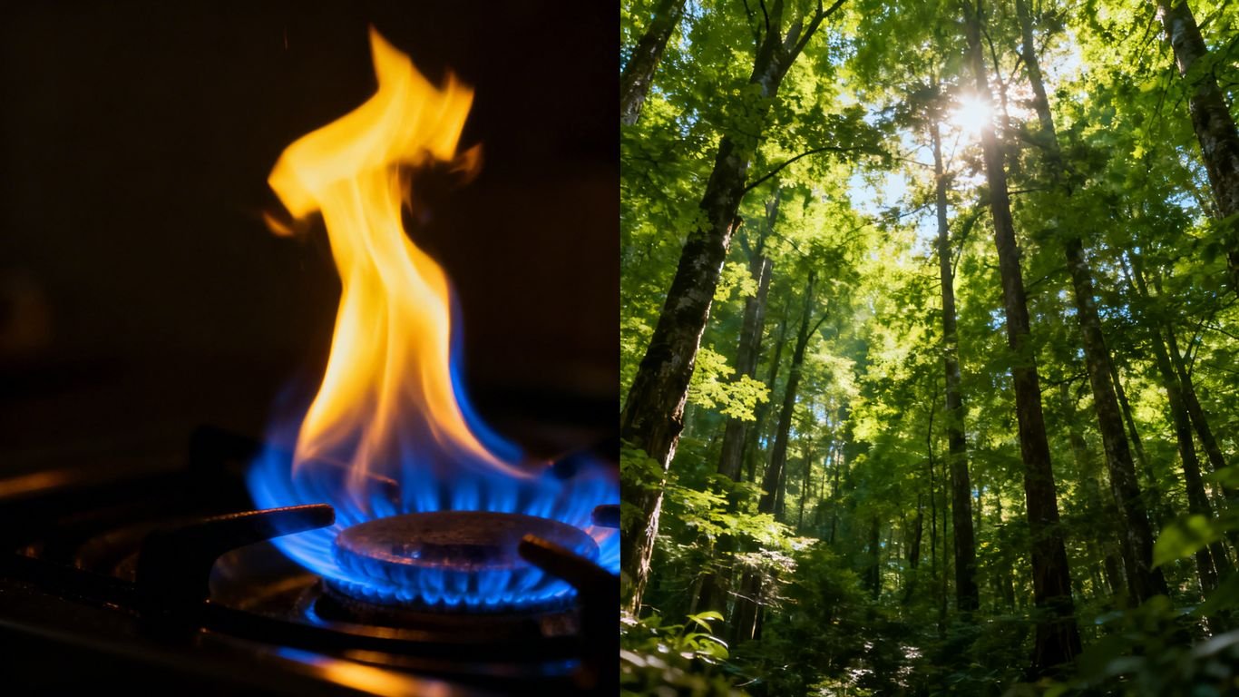 Gaz naturel et forêt verte, transition énergétique.