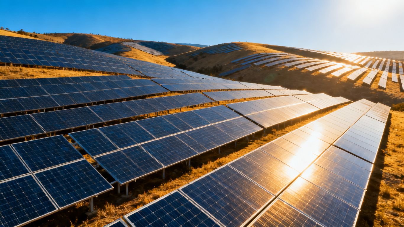 Panneaux solaires photovoltaïques dans un champ